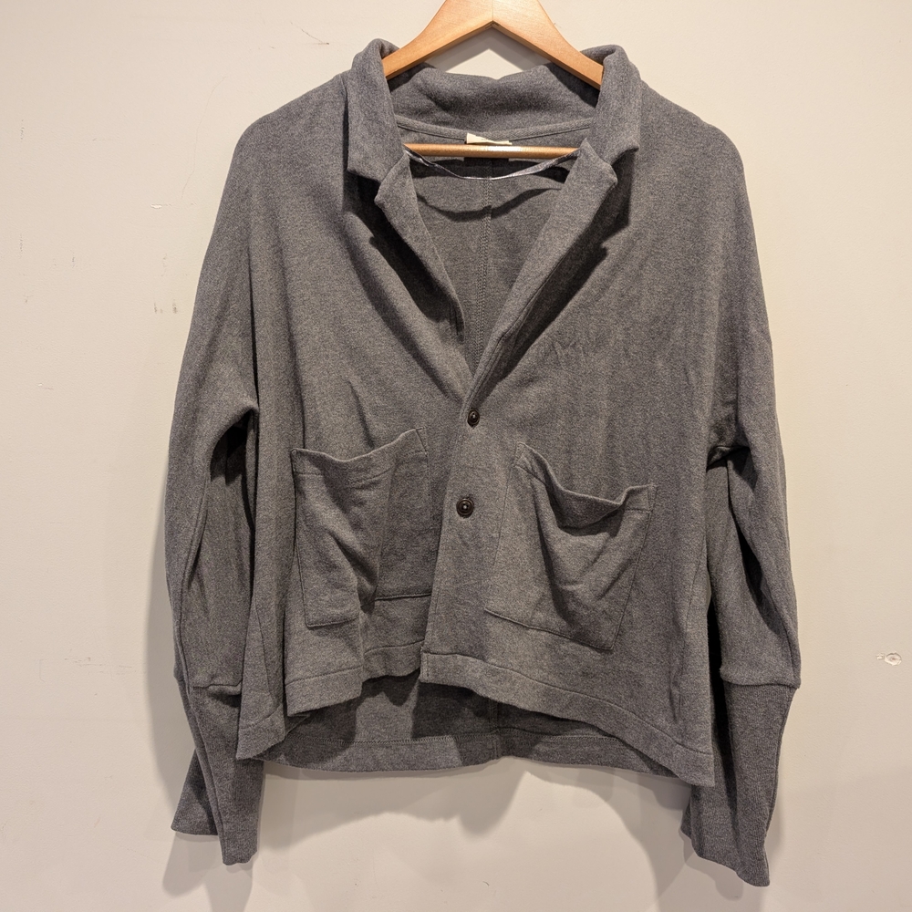 Pact Heather Gray Knit Top Unstructured Blazer Travel Comfy XS Lounge
